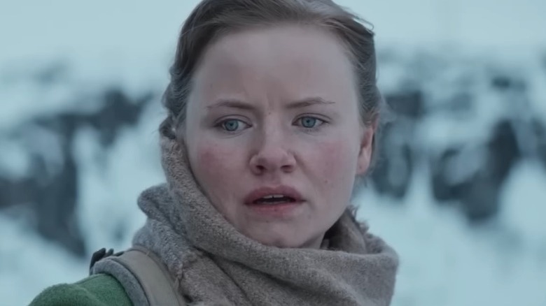 Ingrid staring at Gunnar in the snow