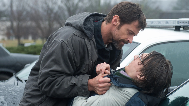 Hugh Jackman grabbing Paul Dano