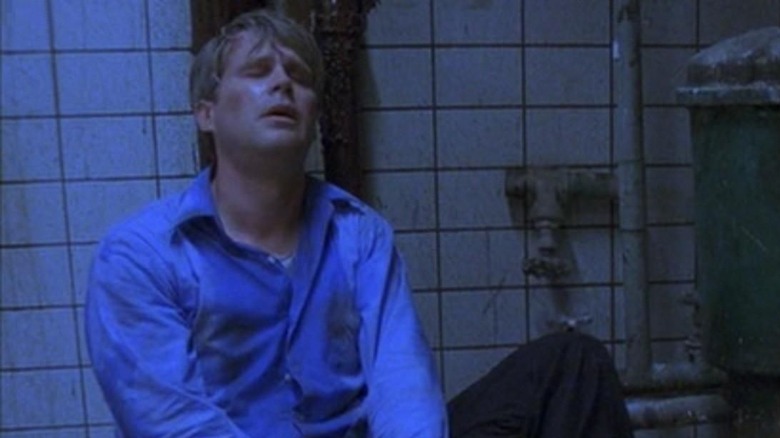 Dr. Gordon in bathroom