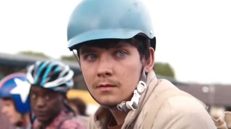 Otis helmet and mustache