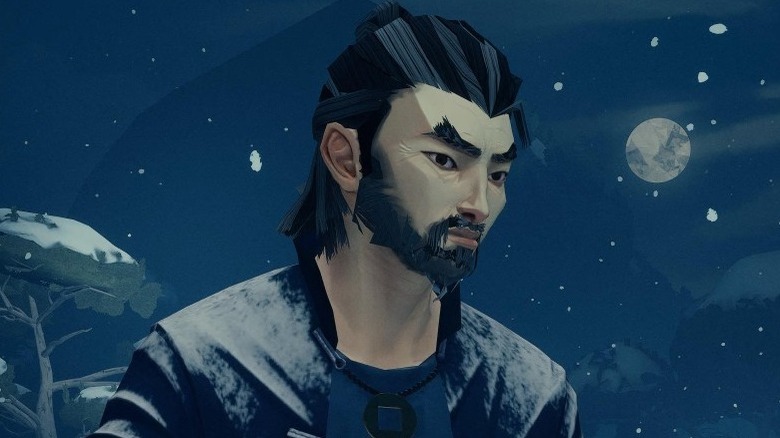 Protagonist in falling snow