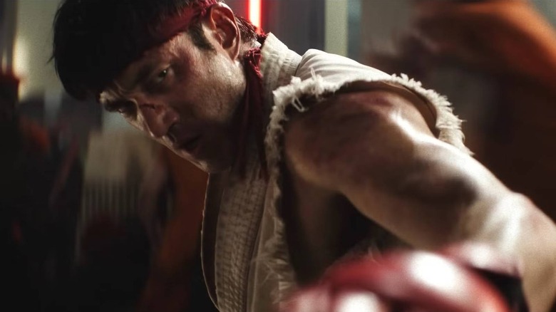 Ryu with his fist raised in Street Fighter