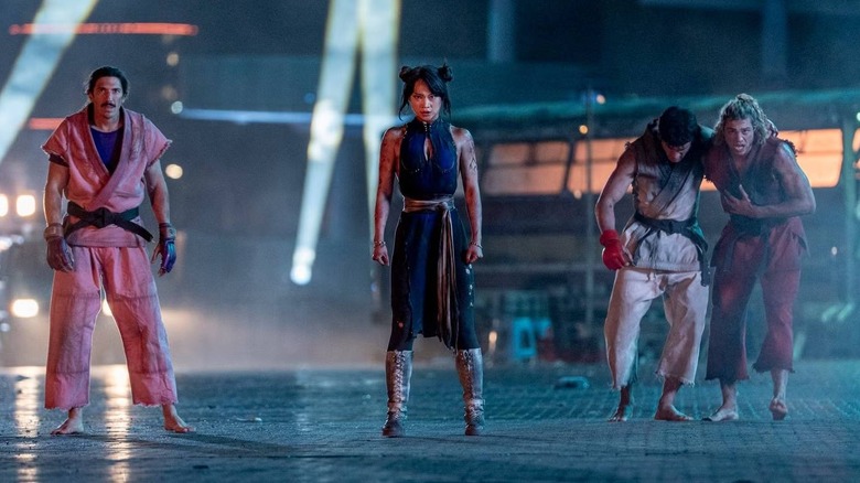 Dan, Chun-Li, Ryu, and Ken in the street in "Street Fighter" (2026)