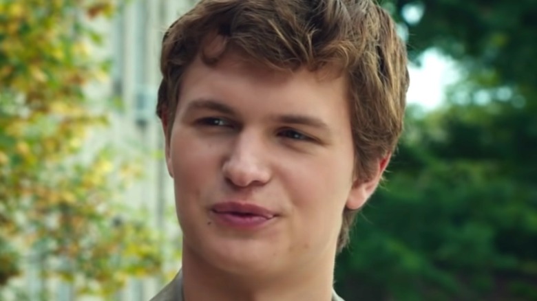 Ansel Elgort smiling outside