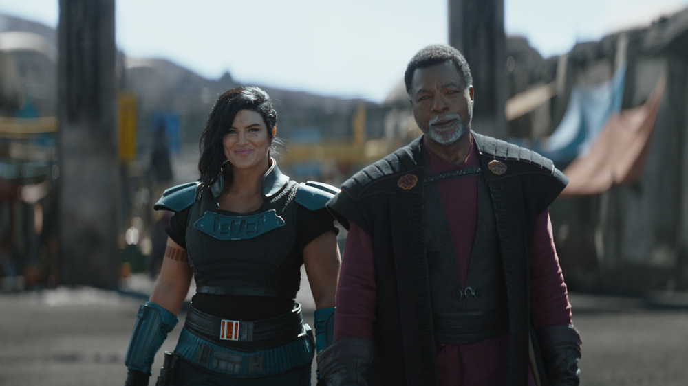 Gina Carano and Carl Weathers in The Mandalorian