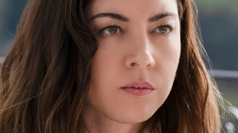 Aubrey Plaza glares in "The White Lotus"