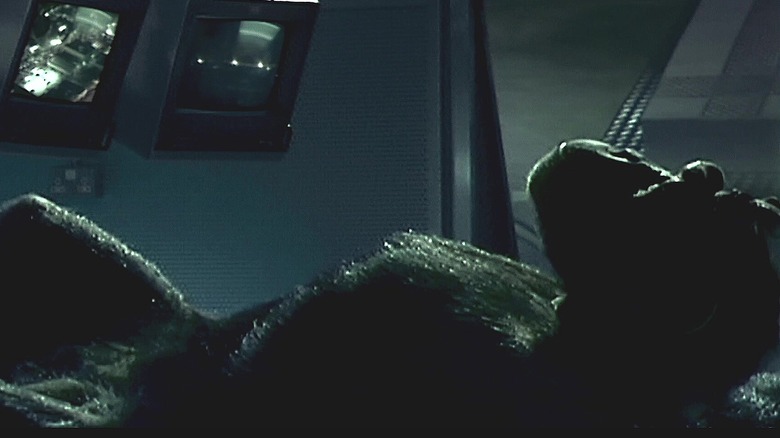 A chimpanzee getting tested on in 28 Days Later