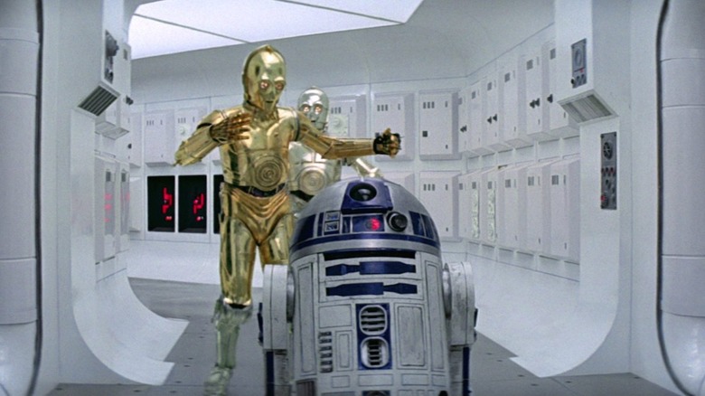 R2-D2 and C-3PO on Princess Leia's ship