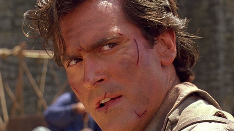 Bruce Campbell as Ash in close-up