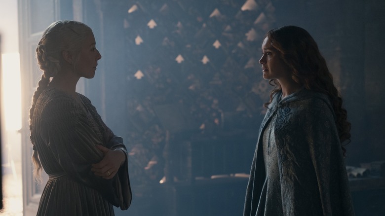 Rhaenyra and Alicent talking in secret on House of the Dragon