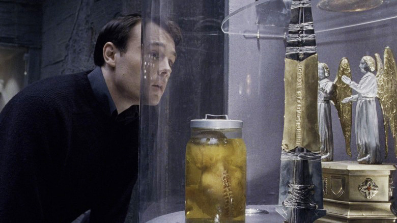 Myers looking at Spear of Longinus Hellboy