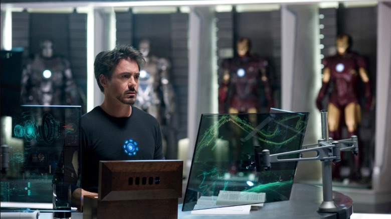 Iron Man behind his computers in Iron Man 2