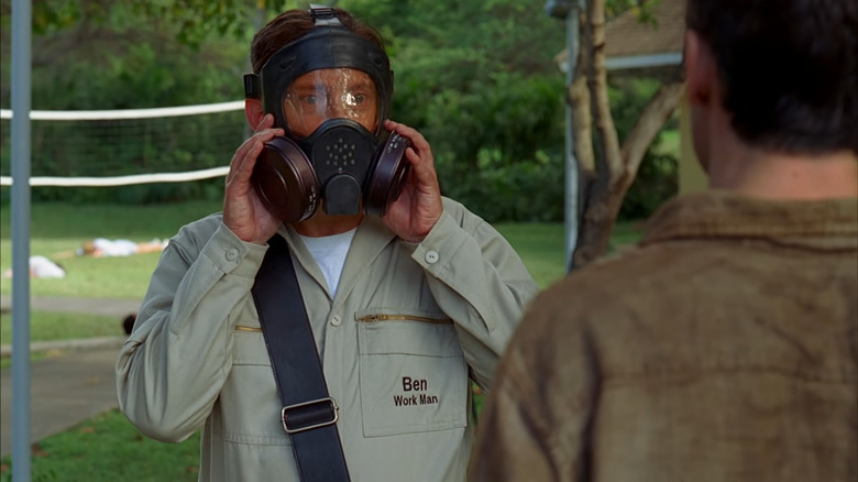 Ben wearing gas mask