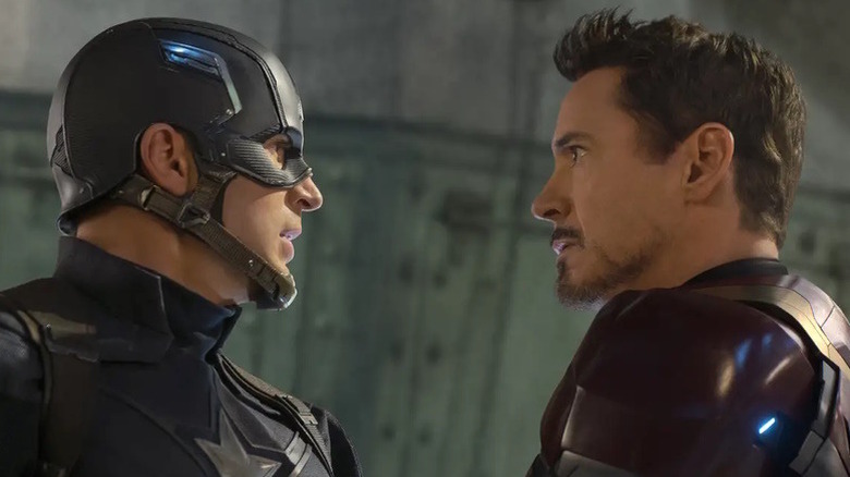Captain America and Tony Stark face off in "Captain America: Civil War" (2016)