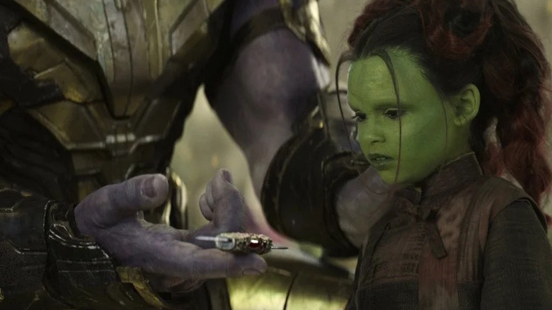 Thanos with a very young Gamora in "Avengers: Infinity War" (2018)