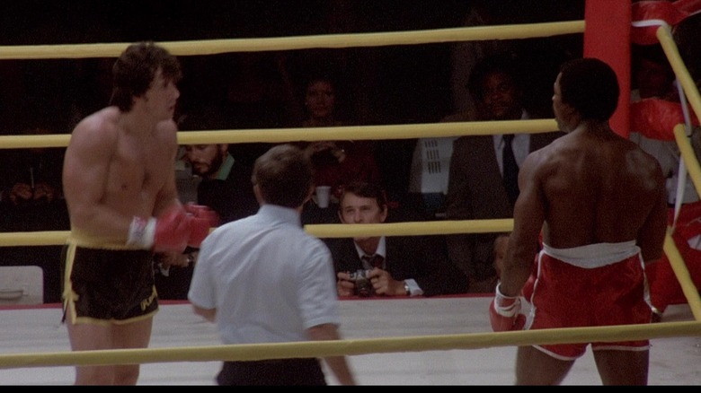 Carl Weathers and Sylvester Stallone in Rocky III