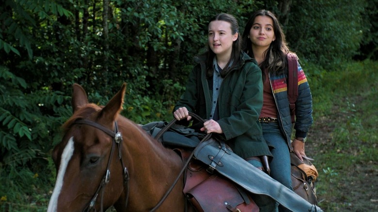 Ellie and Dina riding a horse