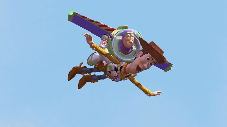 Buzz and Woody fly back to Andy in Toy Story