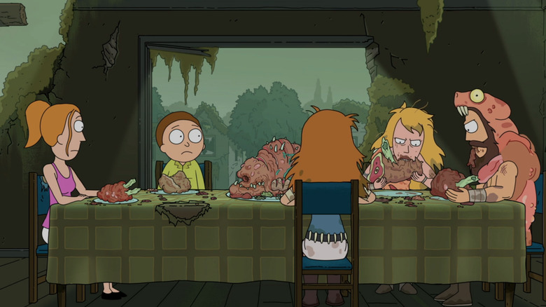 Summer and Morty eat dinner