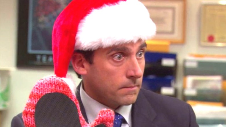 Steve Carell in The Office Santa oven mitt