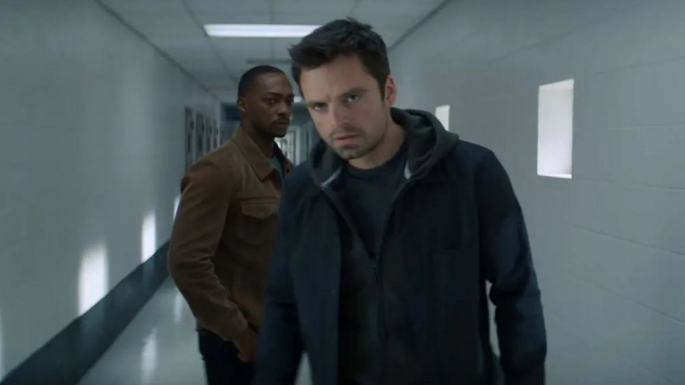 Anthony Mackie and Sebastian Stan as Sam Wilson and Bucky Barnes in The Falcon and The Winter Soldier