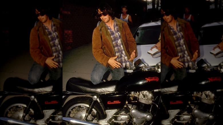 Young Keanu Reeves on motorcycle 