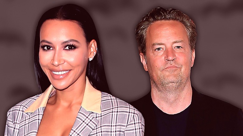 Matthew Perry and Naya Rivera posing