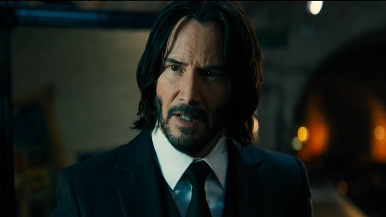 Keanu Reeves looking concerned in John Wick Chapter 4