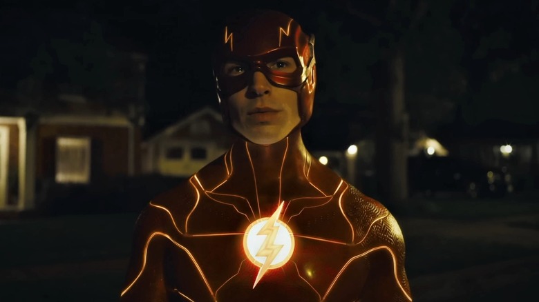 The Flash costume glowing 