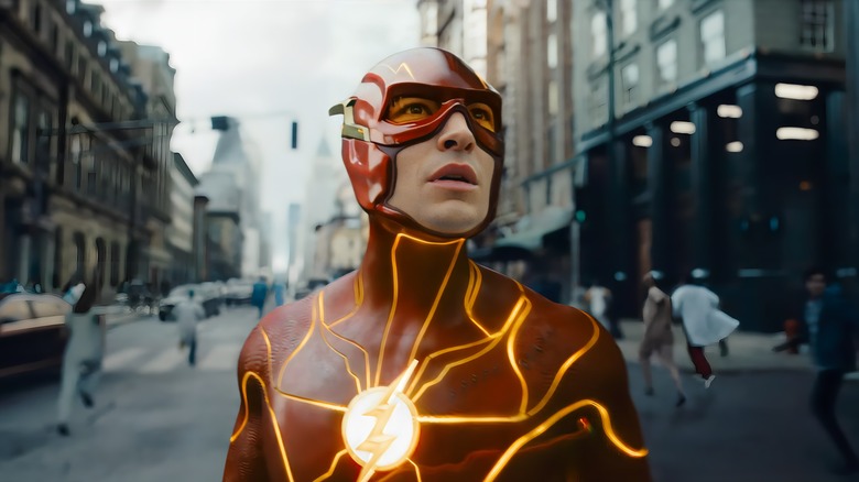 The Flash with yellow lightning on suit