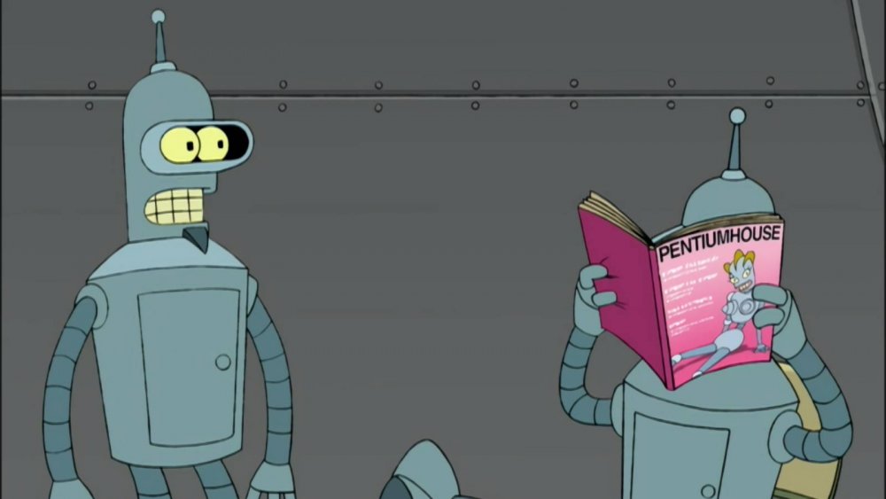 Flexo and Bender are frenemies on Futurama