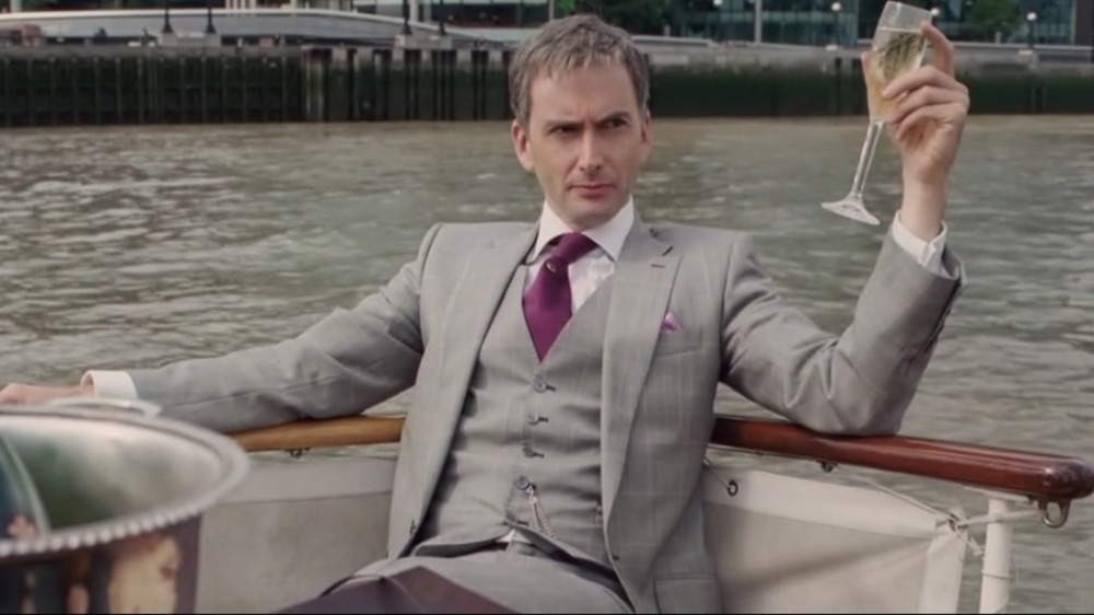 David Tennant drinks champagne on a boat in St. Trinian's