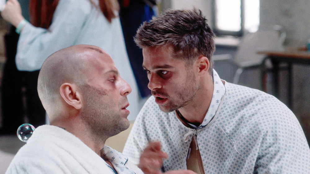 Brad Pitt wearing hospital gown
