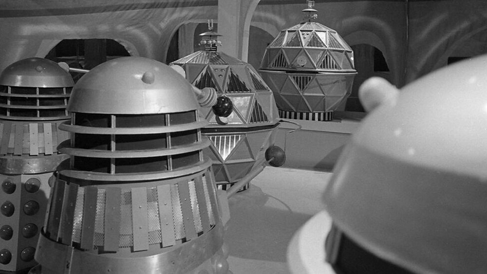 The Daleks face the Mechanoids in the Doctor Who episode The chase