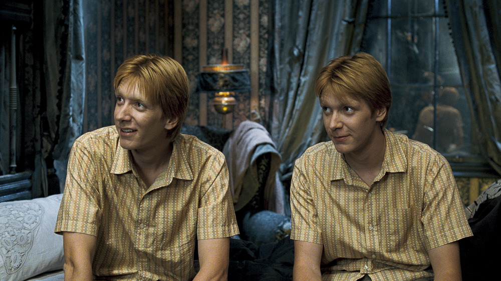 Fred and George in matching shirts