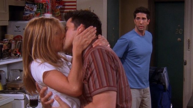 Friends Ross sees Rachel and Joey kiss