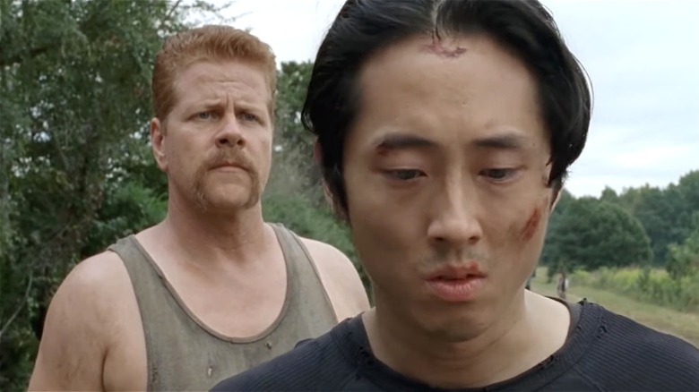 Abraham and Glenn on The Walking Dead
