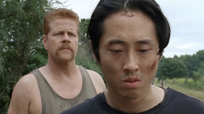 Abraham and Glenn on The Walking Dead