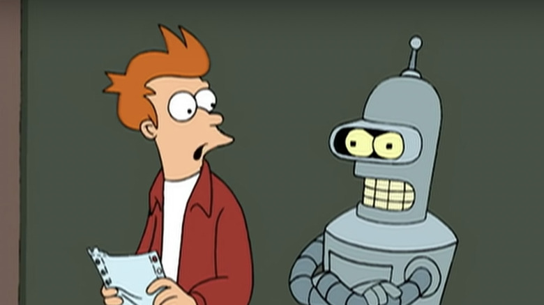 Fry and Bender talking on Futurama
