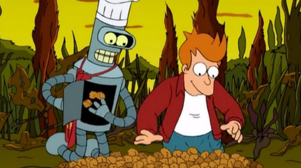 Bender and Fry harvesting Popplers in the Futurama episode "The Problem with Popplers"