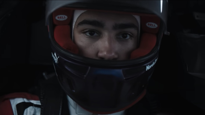 Race car driver in helmet 