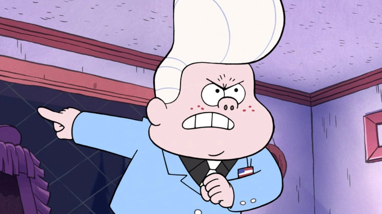 Gideon pointing angrily