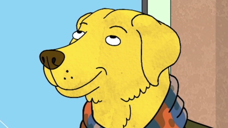 Mr. Peanutbutter looks up