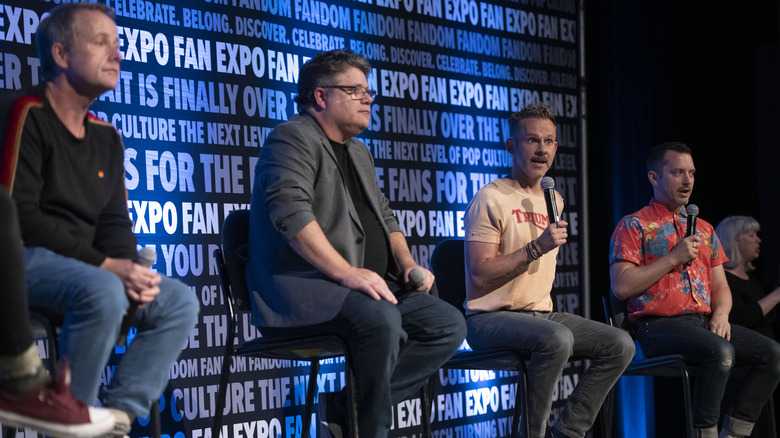 Billy Boyd, Sean Astin, Dominic Monaghan, and Elijah Wood attending Fan Expo