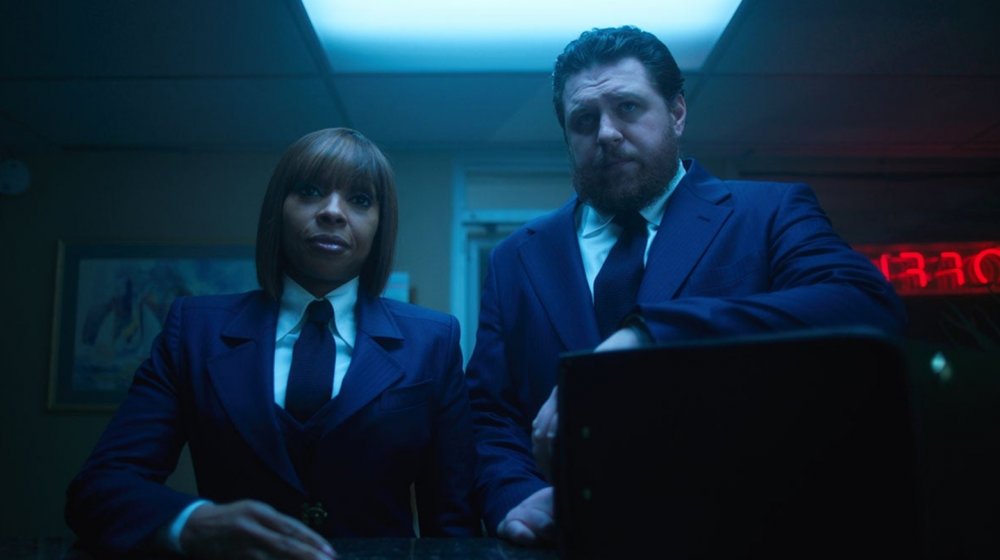 Cameron Britton and Mary J. Blige as Hazel and Cha-Cha in Netflix's The Umbrella Academy