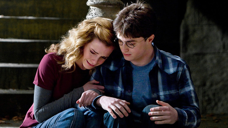 Emma Watson as Hermione Granger and Daniel Radcliffe as Harry Potter in Harry Potter and the Half-Blood Prince