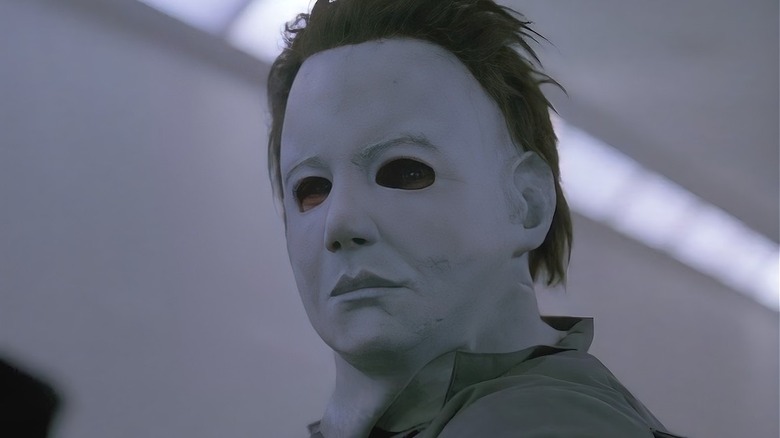 Michael Myers staring down a victim