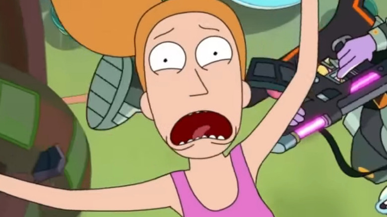 Summer Smith falls off a ledge on Rick and Morty