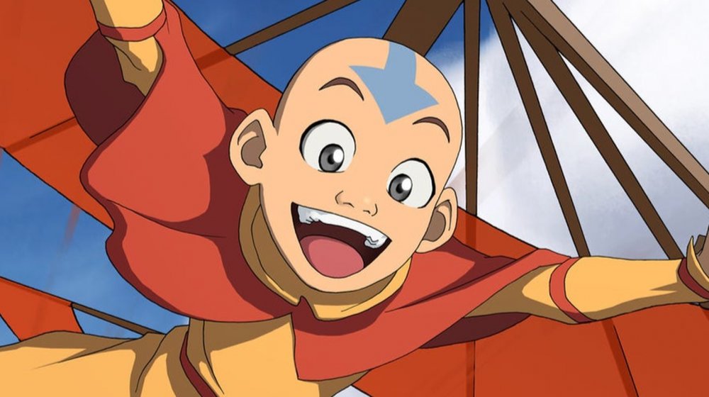 Aang gliding in Avatar: The Last Airbender