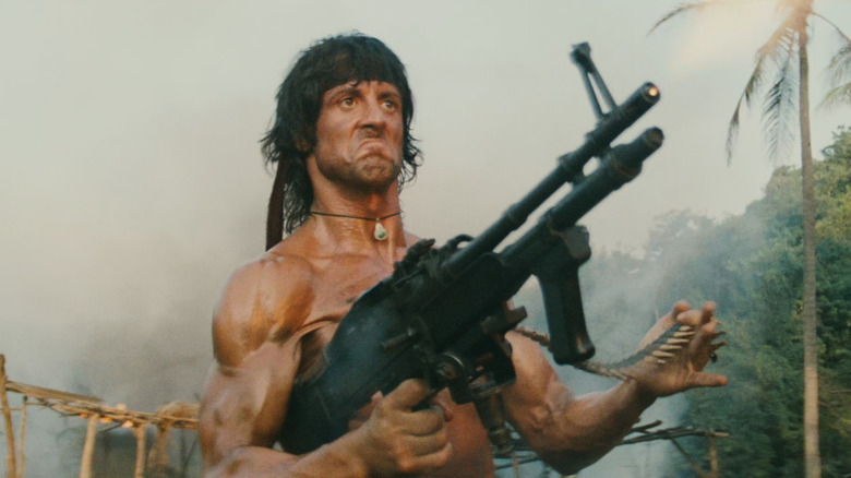 Rambo firing machine gun